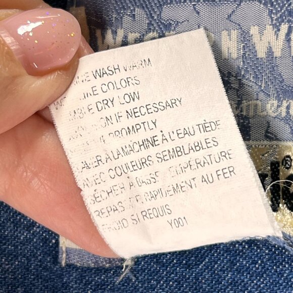 Vtg Wrangler Western Wear Denim Shirt White Blue Cowgirl Rodeo Zig Zag Plaid Lg - Picture 13 of 13